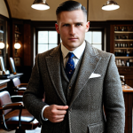 Classic Gentleman**

"A well-groomed gentleman with a classic side part haircut, wearing a tailored tweed suit, standing in a traditional German barbershop with dark wood accents, safe for work, appropriate content, fully clothed, professional, perfect anatomy, correct proportions, natural pose, well-formed hands, proper finger count, natural body proportions, high quality, safe for work."

**