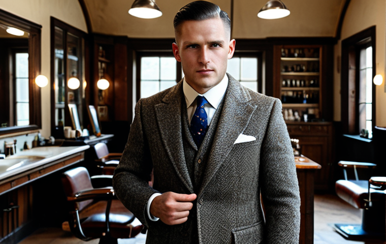 Classic Gentleman**
"A well-groomed gentleman with a classic side part haircut, wearing a tailored tweed suit, standing in a traditional German barbershop with dark wood accents, safe for work, appropriate content, fully clothed, professional, perfect anatomy, correct proportions, natural pose, well-formed hands, proper finger count, natural body proportions, high quality, safe for work."
**